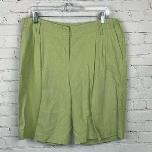 Pendleton Linen Blend Bermuda Shorts Woman’s Green Pockets Size 12